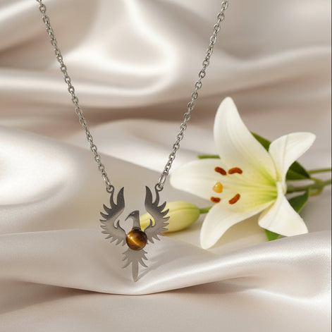 collier ado en oeil de tigre phénix