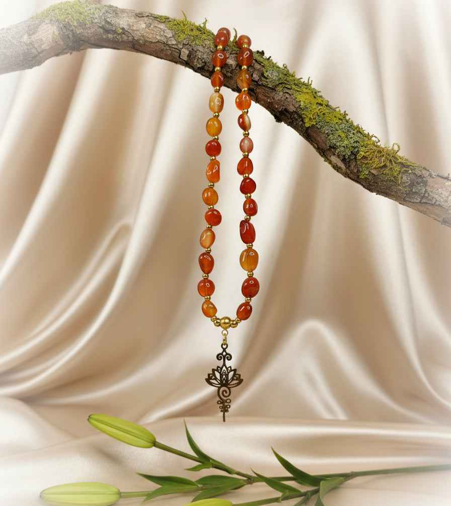 Collier de perle unalom en cornaline, calcite, fluorite et autre pierres