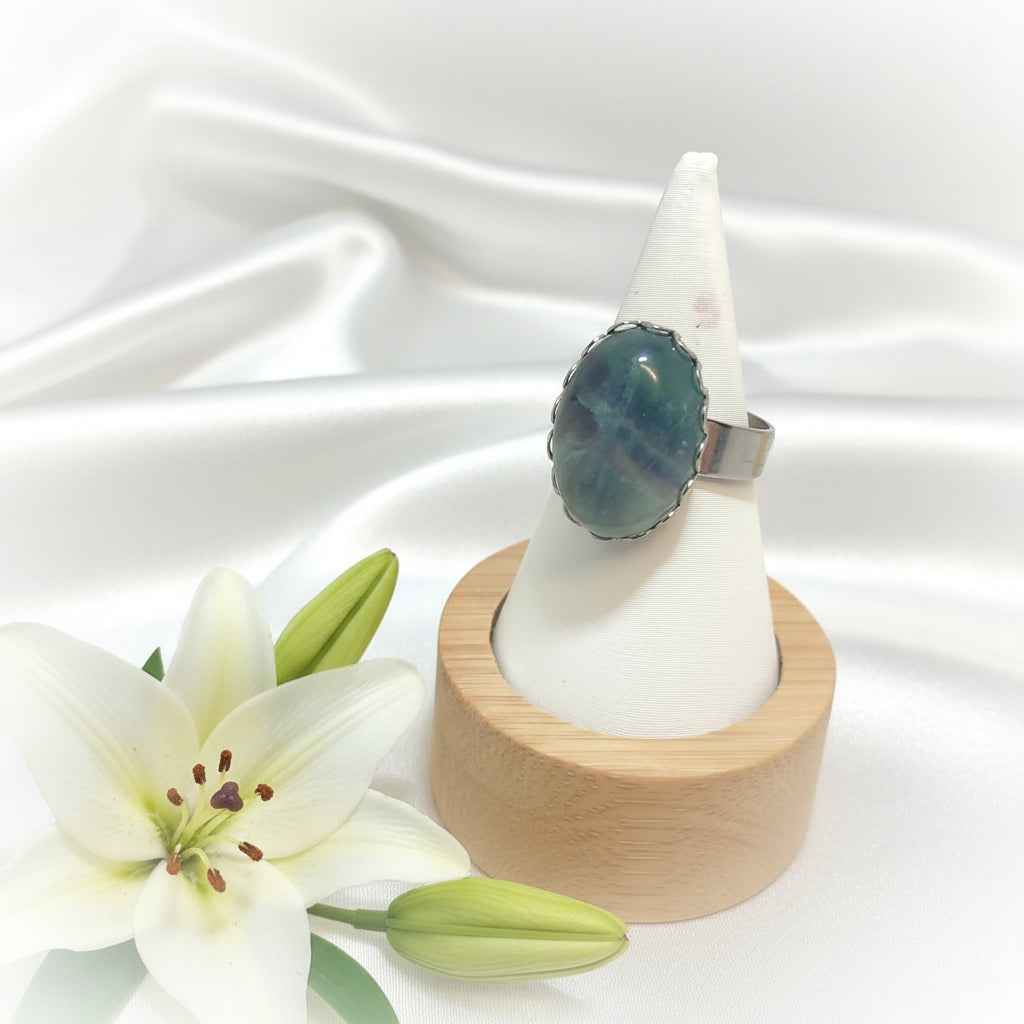 Bague en fluorite et acier inoxydable