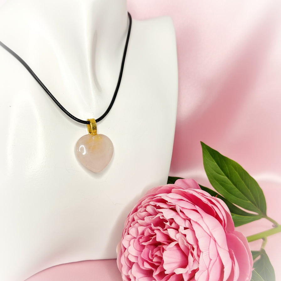 pendentf coeur quartz rose 