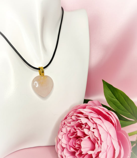 pendentf coeur quartz rose 