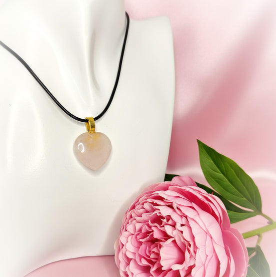 pendentf coeur quartz rose 