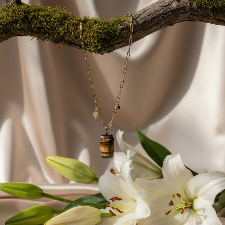 collier chaine large oeil de tigre