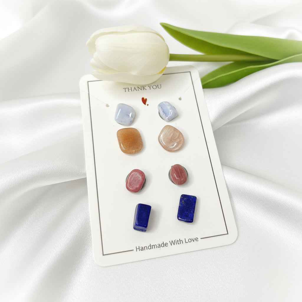 Lot de paires de Puces d oreilles en pierre naturelle au choix