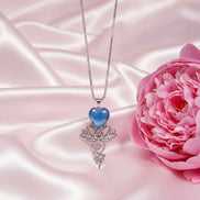 Collier unalome argenté en cyanite 60cm