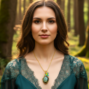 Sautoir doré et labradorite sertie