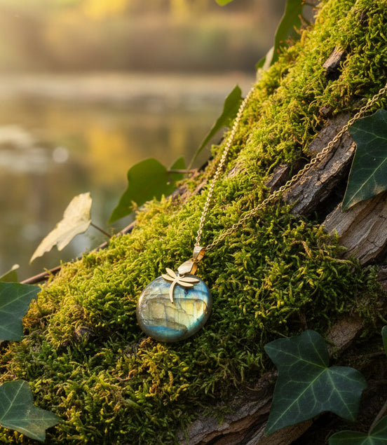 Collier doré labradorite