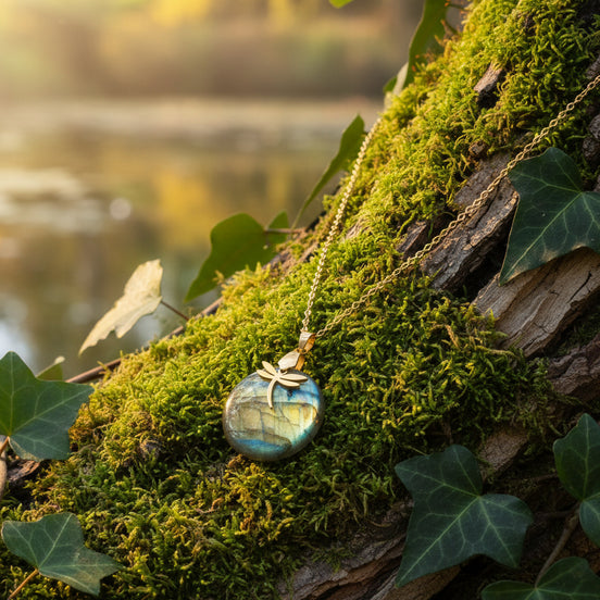 Collier doré labradorite