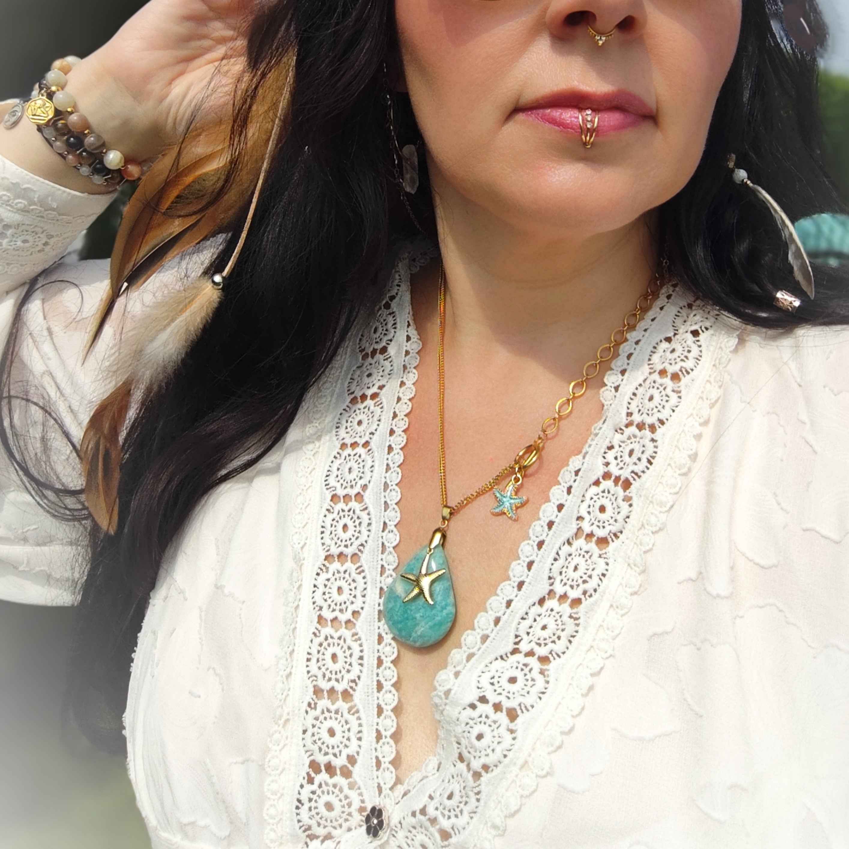 Collier Doré en amazonite, 