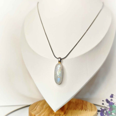 Collier et pierre de lune arc en ciel, péristérite, au choix