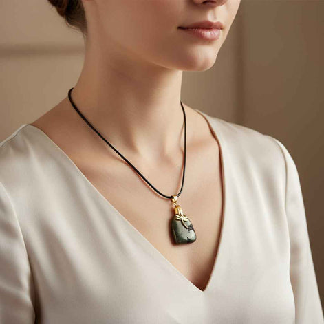 Collier doré en Pyrite sur chaine ou collier noir, au choix