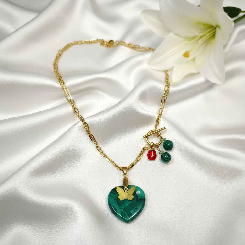 Collier “L'appel du coeur” Malachite