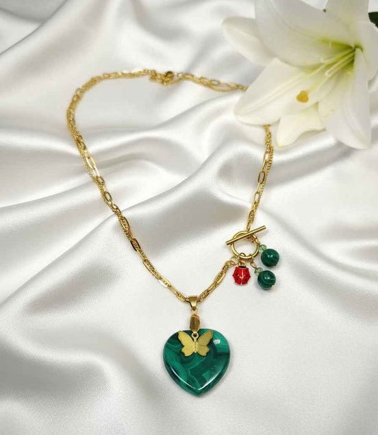 Collier “L'appel du coeur” Malachite