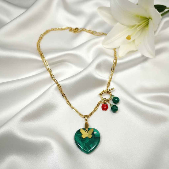 Collier “L'appel du coeur” Malachite