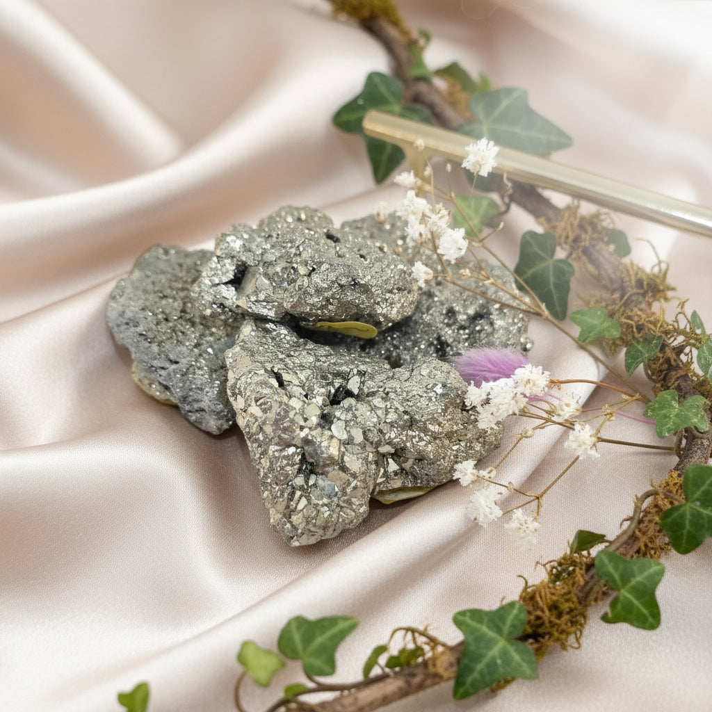 Pierre de Pyrite en Pointe de 8cm ou brute de 6cm