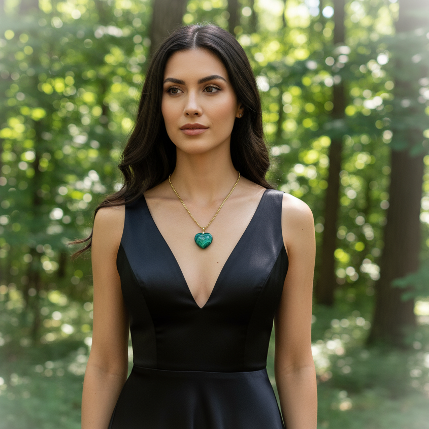 Collier Appel du Cœur en Malachite Naturelle