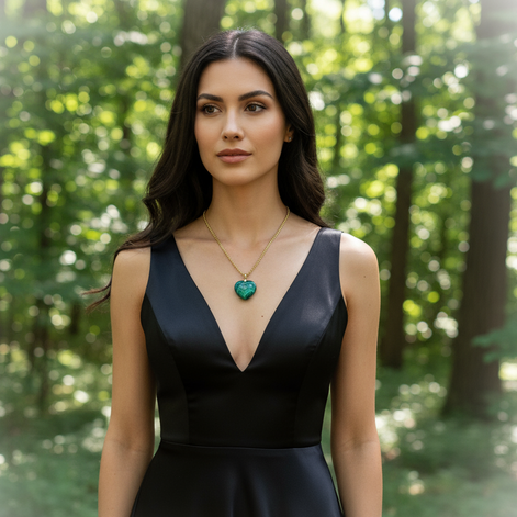 Collier "Appel du coeur" en Malachite, au choix
