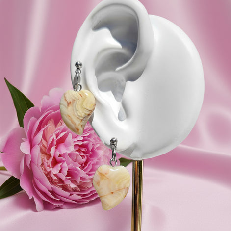 Boucles d oreilles coeur agate