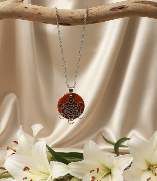 collier jaspe rouge argenté