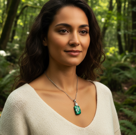 Collier en Malachite, doré ou argenté, au choix