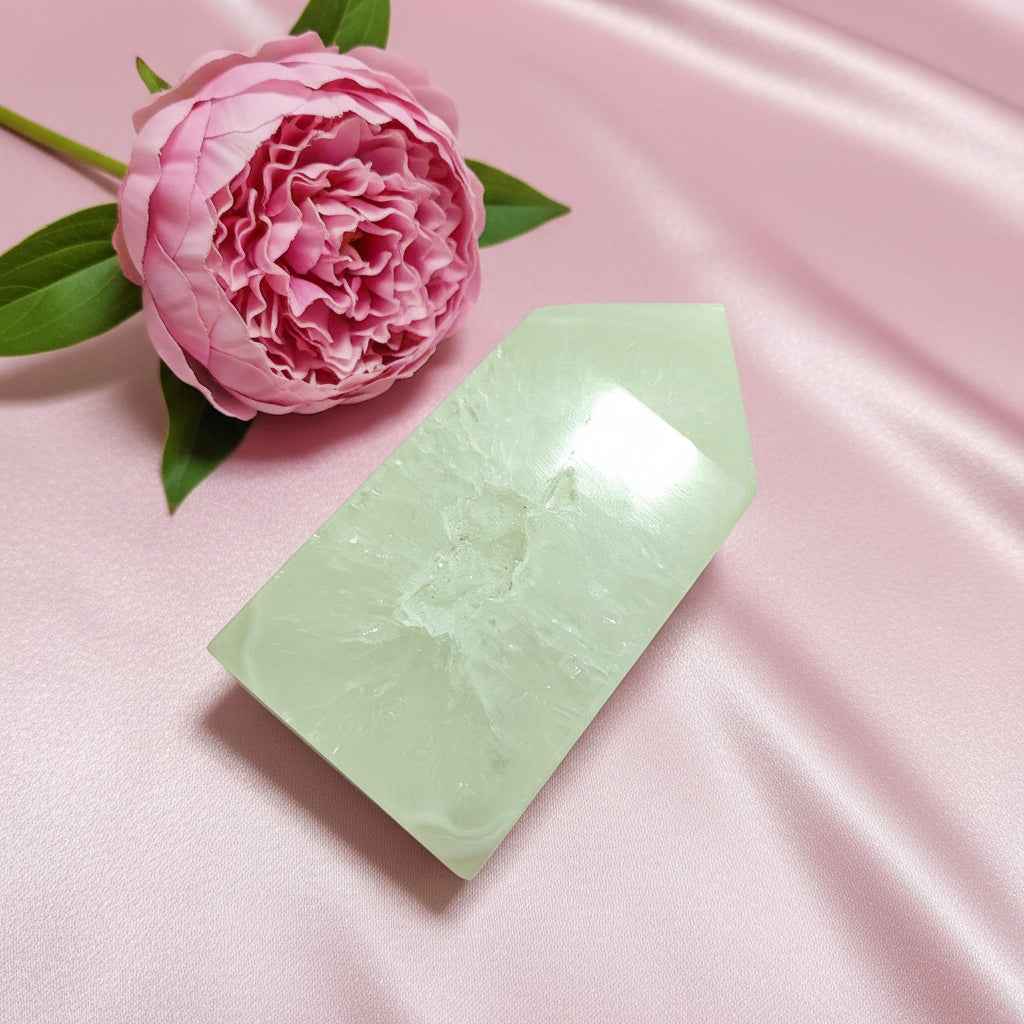 Pointe d'agate et coeur de cristal de roche