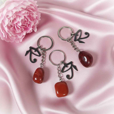 Porte-clés protecteur en Jaspe Rouge – Courage & Protection