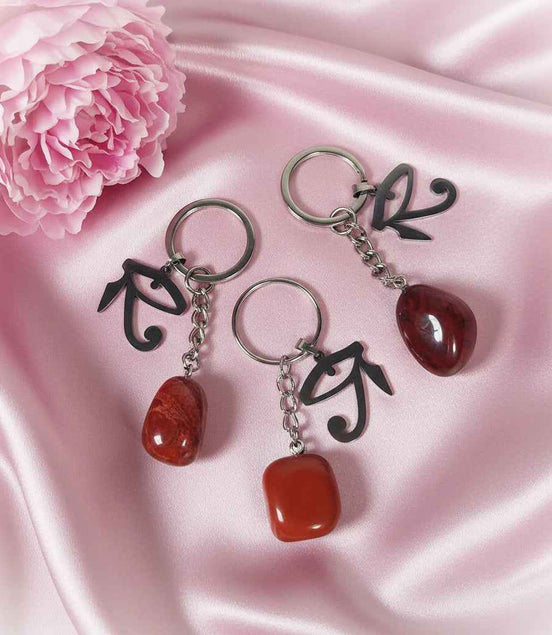 Porte-clés protecteur en Jaspe Rouge – Courage & Protection