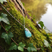Collier argenté, pierre d'Amazonite extra