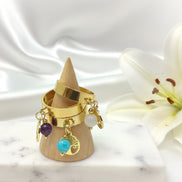 bague acier inoxydable doré et arbre de vie