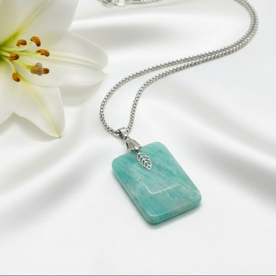 Collier Amazonite sur chaine acier inoxydable au choix