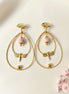 Boucles d'oreilles libellule dorées, pierre rhodochrosite