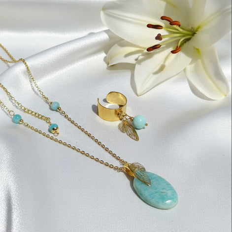 Collier doré en Amazonite