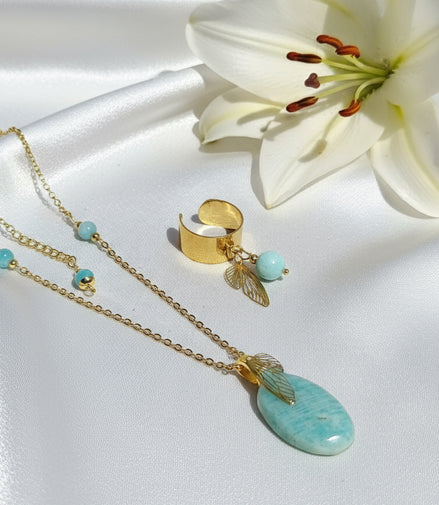 Collier doré en Amazonite