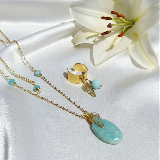 Collier doré en Amazonite