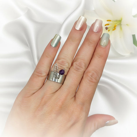 Bague doré, argenté, au choix perle de pierre et acier ajustable