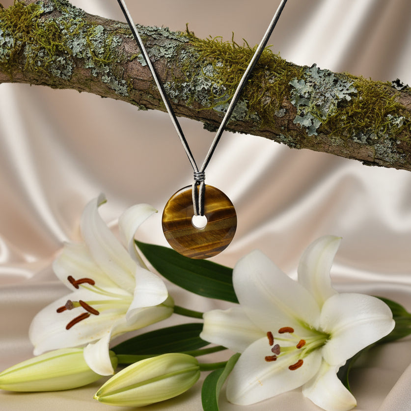 collier long chanvre oeil de tigre cadeau écolo