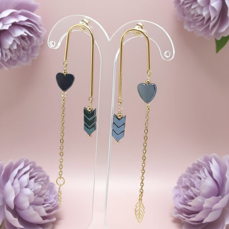 Boucles d'oreilles doré entre terre et ciel, modèle au choix