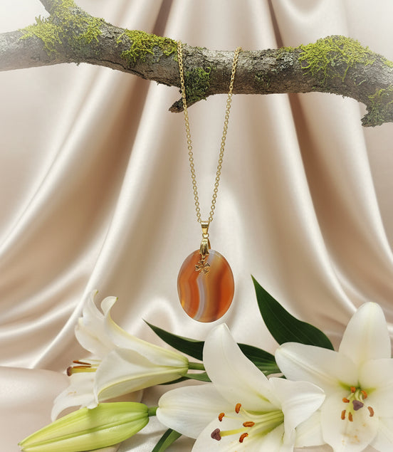 collier cornaline doré
