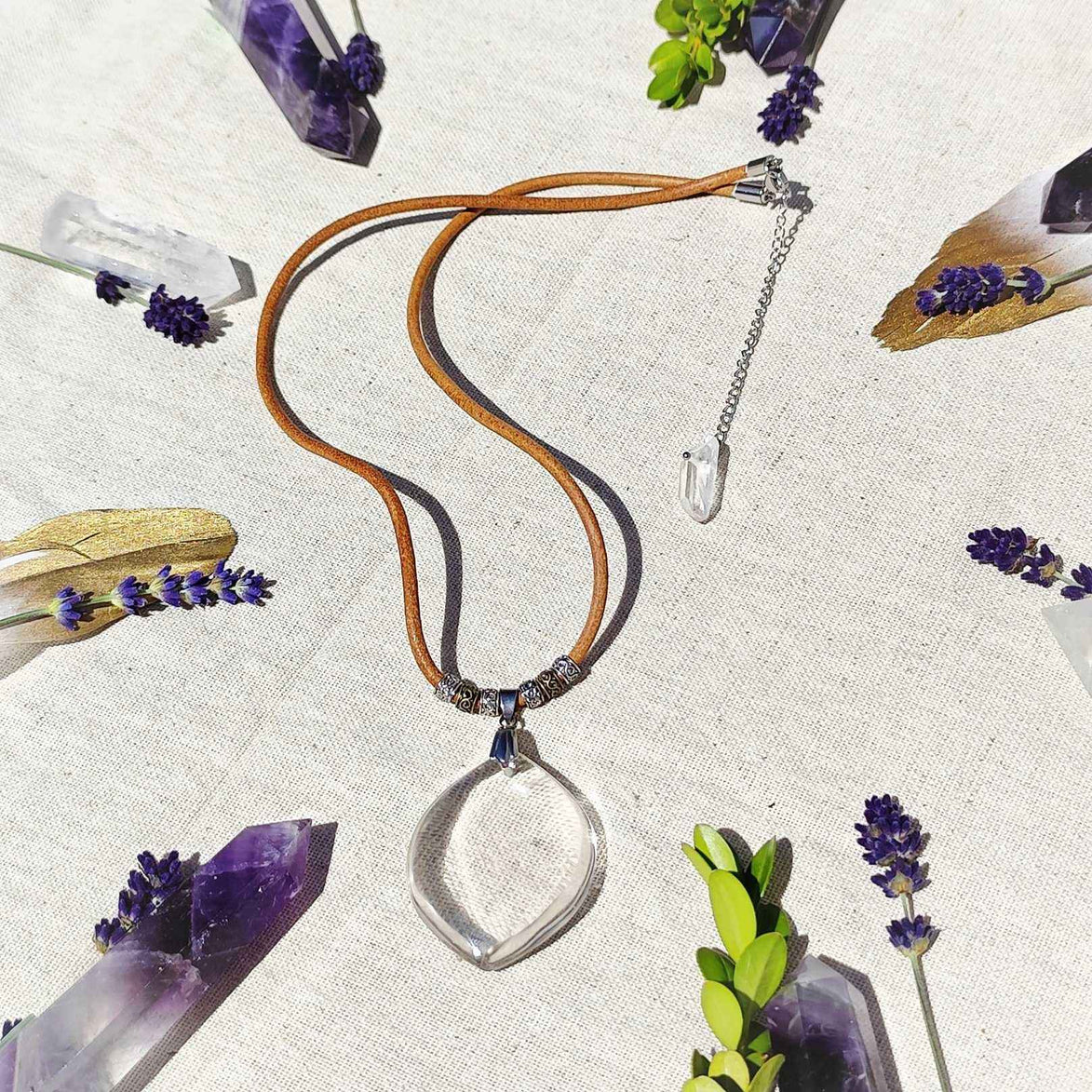 Collier en quartz de roche extra gardien de lumière