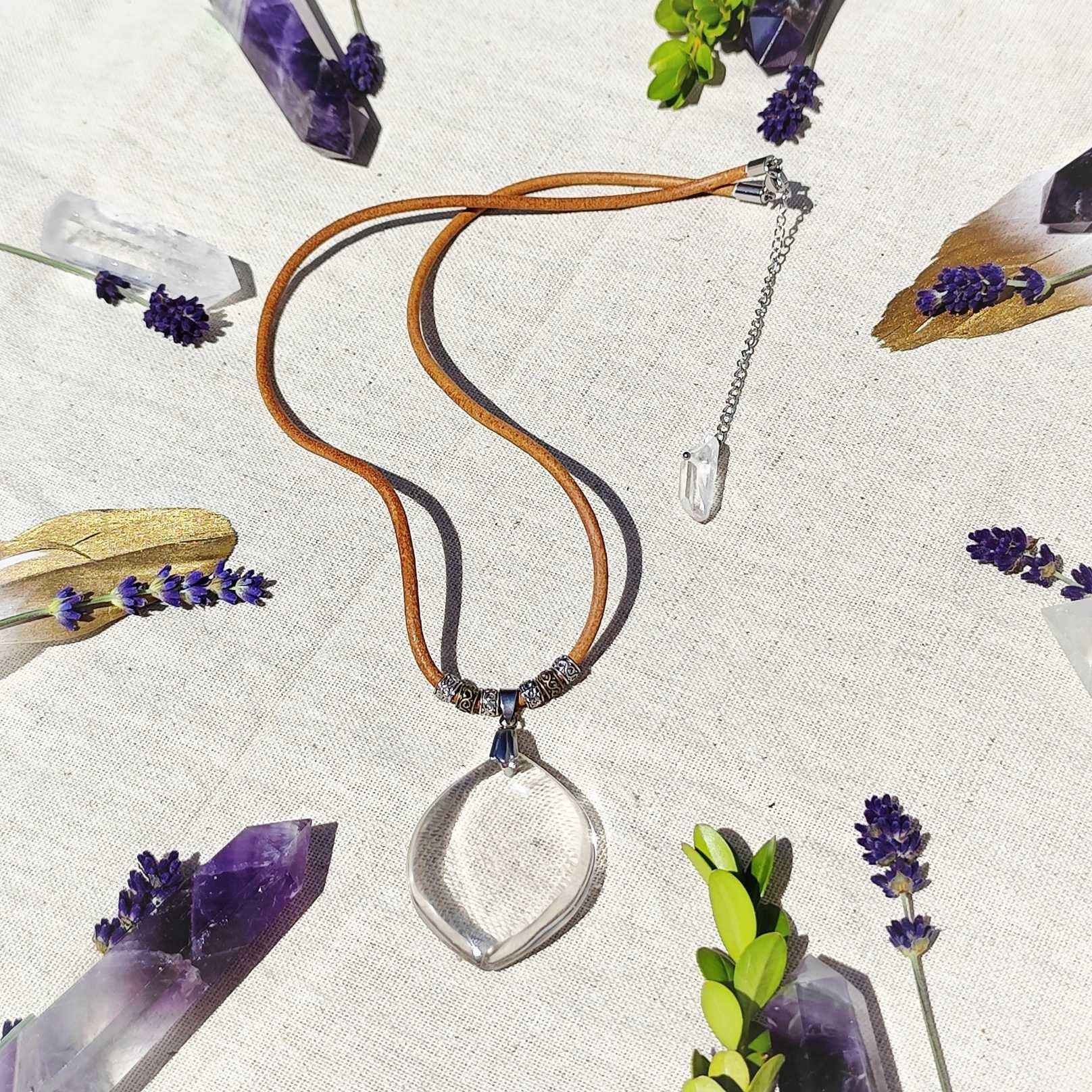 Collier en quartz de roche extra gardien de lumière