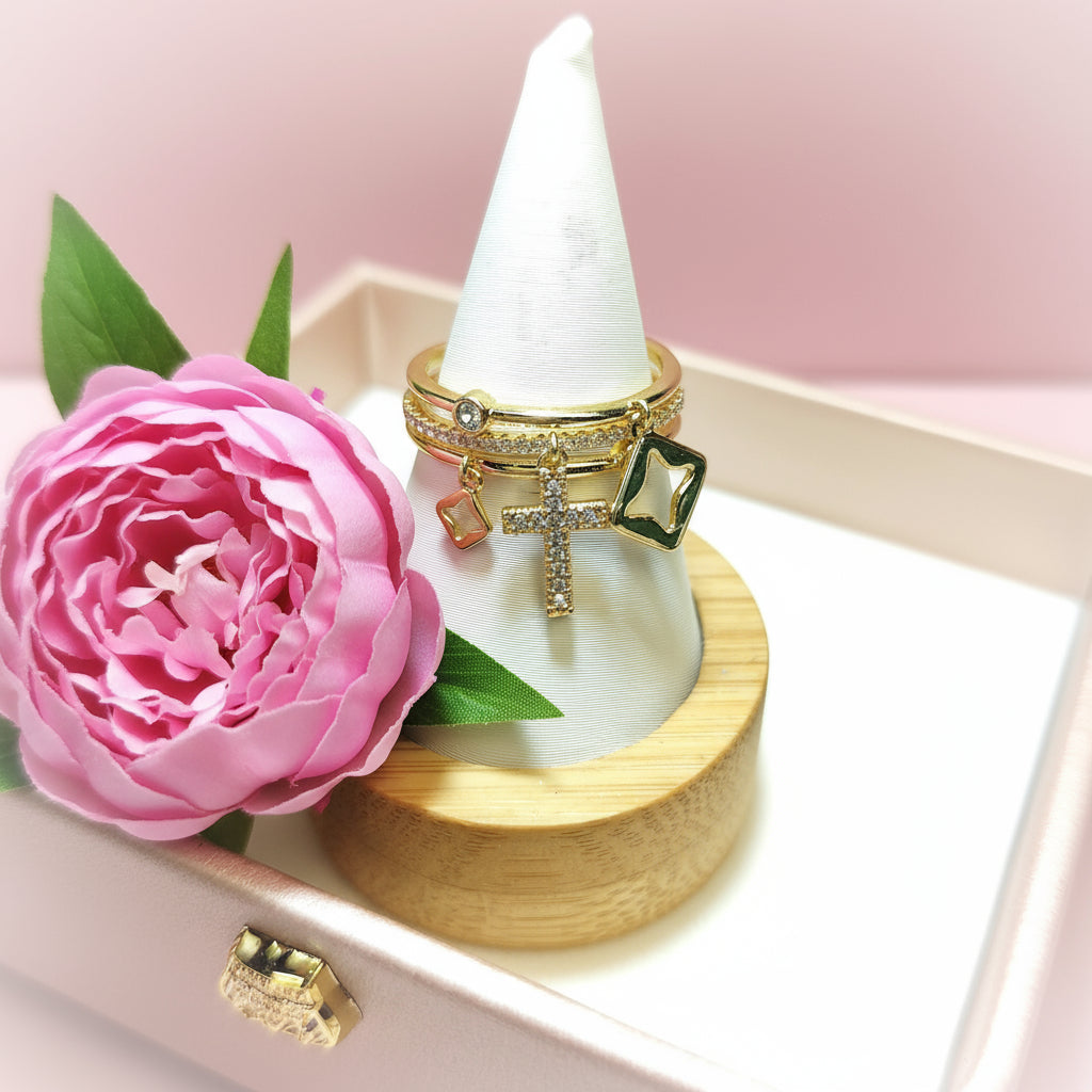 Bague doré en acier inoxydable