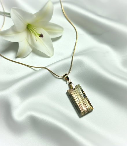 collier fin pierre labradorite rose