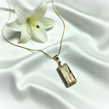 collier fin pierre labradorite rose