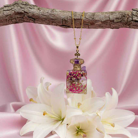 Sautoir doré en Améthyste et unaloom