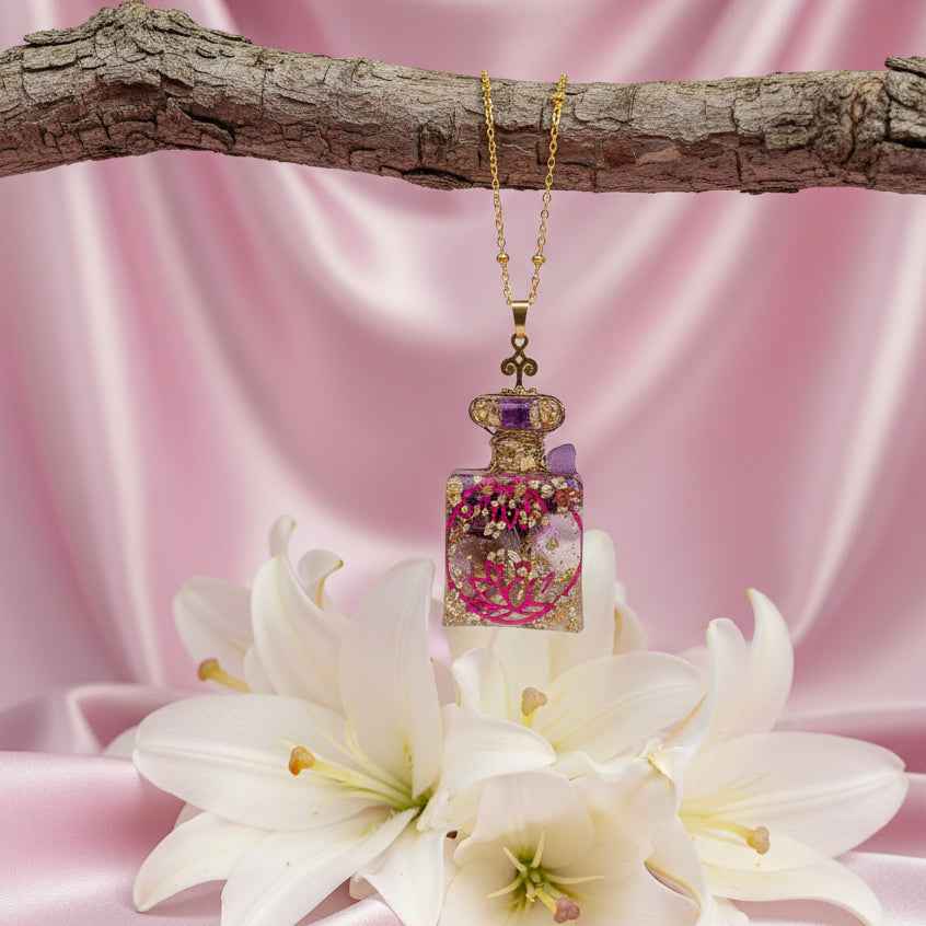 Sautoir doré en Améthyste et unaloom