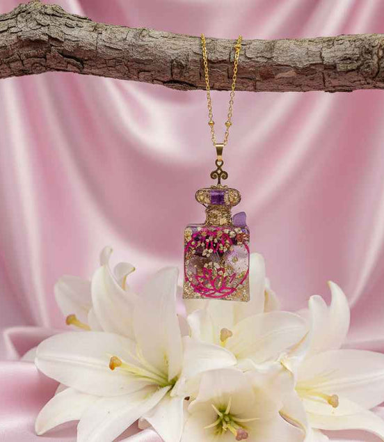 Sautoir doré en Améthyste et unaloom