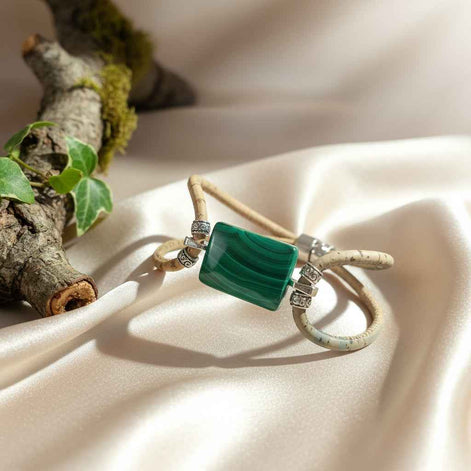 Bracelet en liège, malachite ou oeil de tigre
