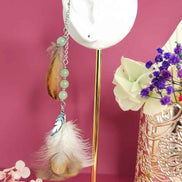 Boucle longue en Plumes sacrées, aventurine ou labradorite