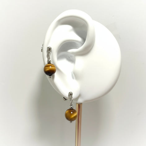 Boucles perles en oeil de tigre