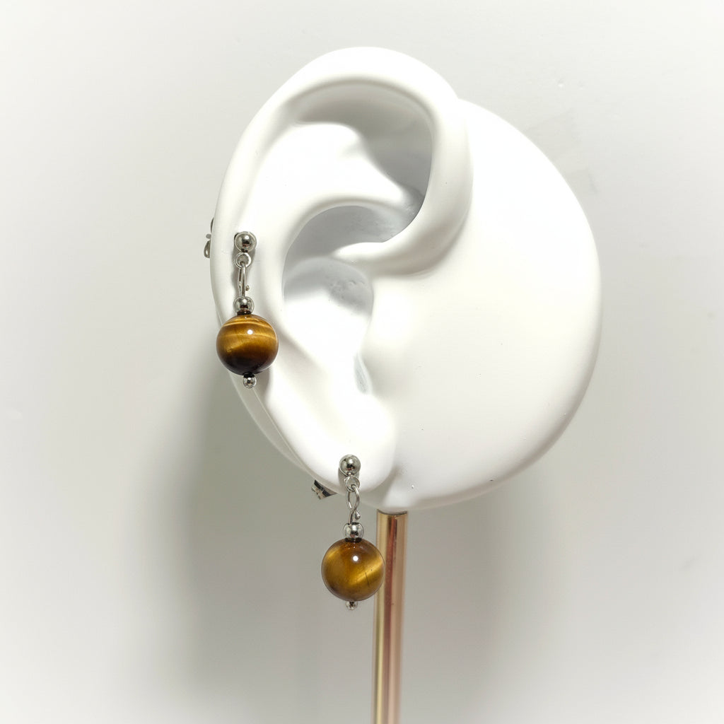 Boucles perles en oeil de tigre